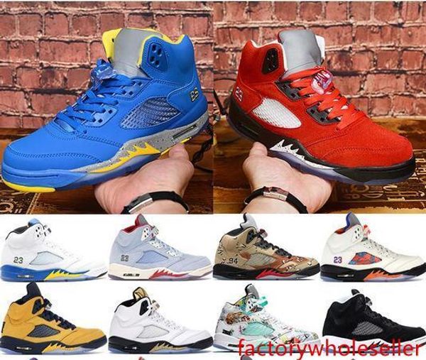 

men jsp laney varsity royal michigan 5 5s basketball shoes wings white cement international flight black grape olympic gold sport trainers