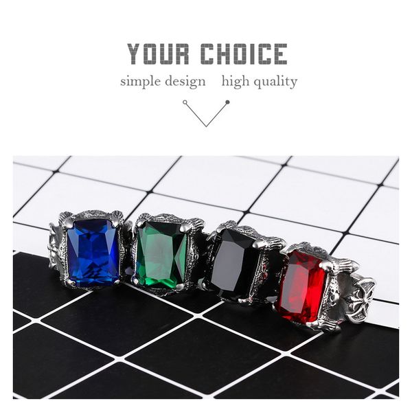 

big cz stone gothic crown rings 316l stainless steel mens biker rocker punk jewelry wholesale, Golden;silver