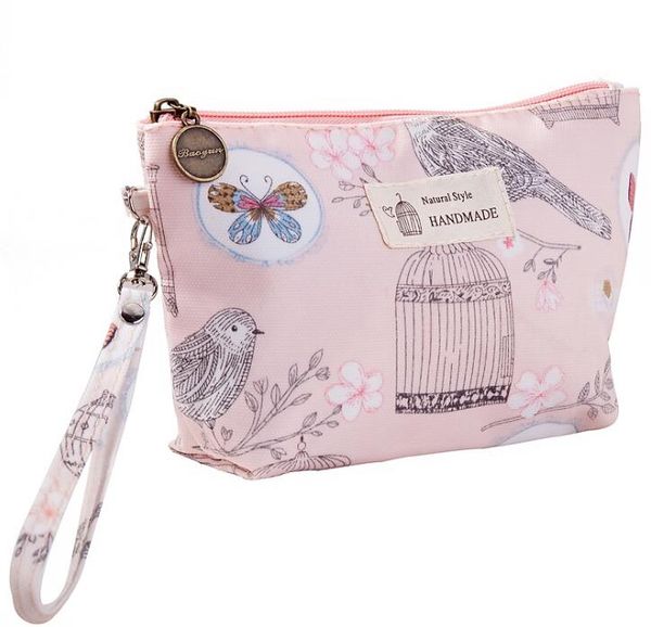

women nylon waterproof floral printing protable clutch cosmetic bags 7colors