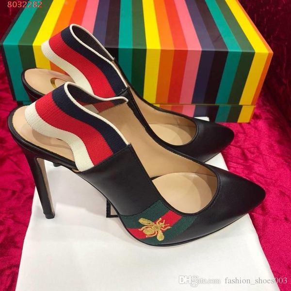 

Early pring new tyle fa hion tar bee pattern ribbon decoration back trap embroidery women high heel 10 5cm high