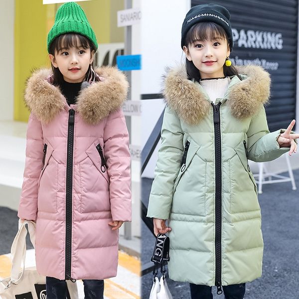 

egl0f 2019 down jacket girls down jacket children's coat medium and long thickened winter clothing for girls thickened coat for childre, Blue;gray