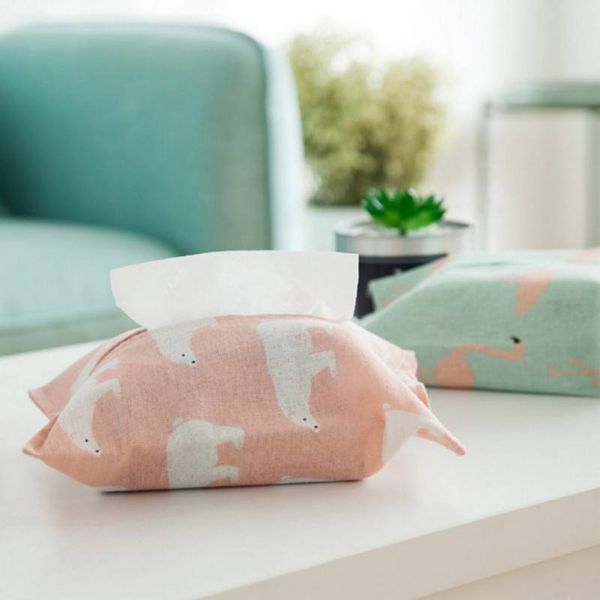 

cartoon cotton fabric cloth flamingo printing paper towel deskorganizer boxes portable storage bag wall paper holder