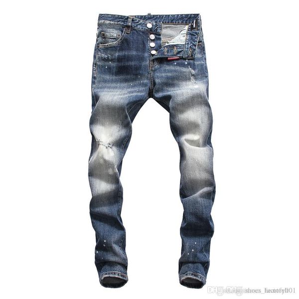 

brand jeans mens luxury designer jeans baggy biker high waisted ripped rock revival black skinny men jean jeckets long pants trousers 077, Blue