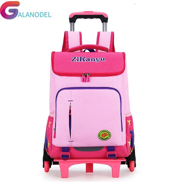 

wheels 3-6 waterproof removable children school bags with 2/6 grades kids trolley schoolbag book bags boys girls backpack