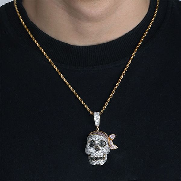 Women Fashion Long Necklace Skull Skeleton Head Gold Chain Pirate Bones Bling