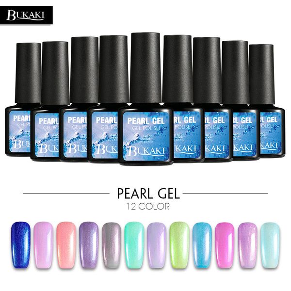 

bukaki 8ml shell nail polish nail art uv gel hybrid paint french pearl gel lacquer dryer lamp need base coat primer, Red;pink