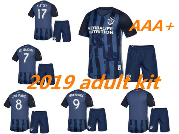 

kit ibrahimovic 19 20 away blue soccer jersey la galaxy gerrard kamara navy giovani beckham j.dos santos 2019 football shirts, Black