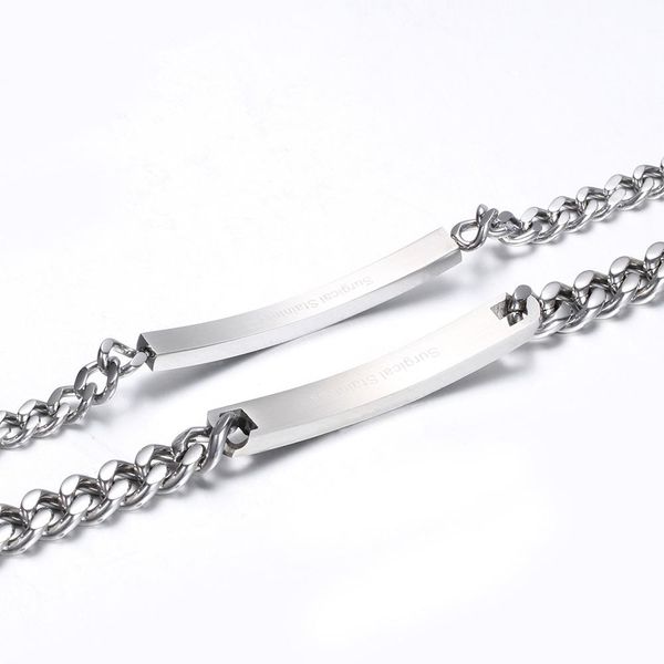 Forma-Titanium aço inoxidável das mulheres dos homens em branco ID Cadeia pulseira de aço Cor dos amantes de jóias pulseiras Presentes para Casais Atacado