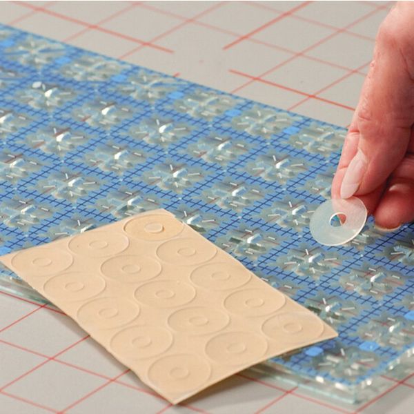 

10 sheets 150 pcs non-slip adhesive rings silicone grips for quilt templates patchwork rulers diy semi-transparent, Black