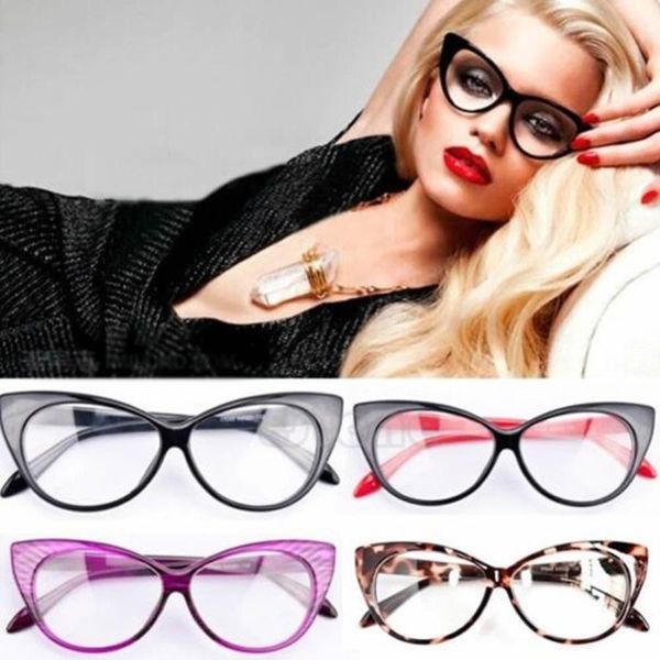 

2017 new cat eye glasses striped retro fashion women ladies eyewear frame clear lens vintage eyewear 6 colors, Black