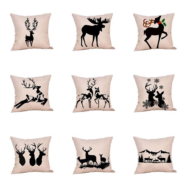 

new arrived 1pcs pillow cover christmas series deer reindeer elk linen pillow cover and cushion christmas decoration home