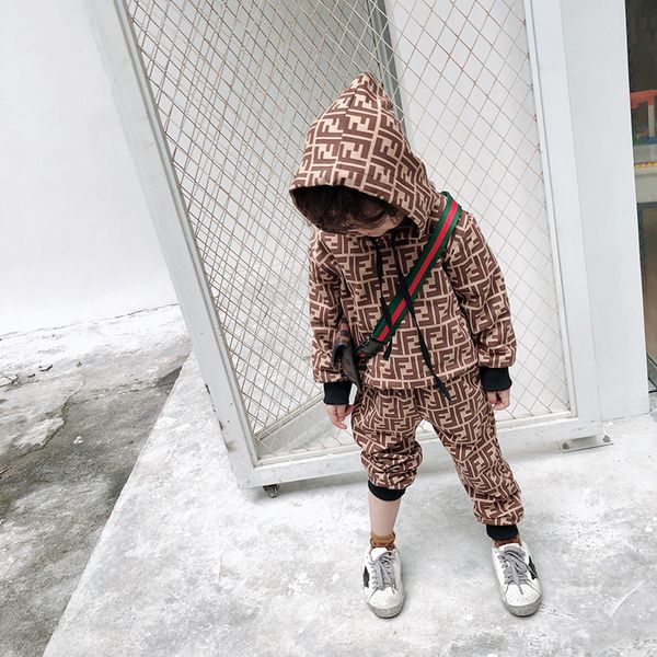 

babys sets kid designer clothes2019 new luxury print tracksuits fashion letters hoodie joggers boys girls child casual soprtwear 2 styles