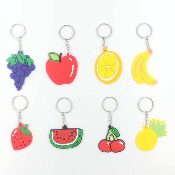 

grape apple banana strawberry fruit keychain women cherry pineapple orange watermelon backpack keyring boys girls gift kc309, Silver