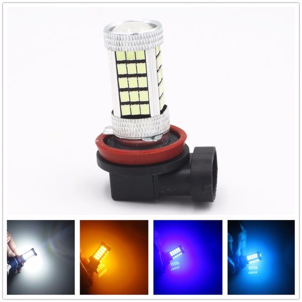 

h11 h8 2835 63 smd 66 led car auto projector fog driving bulb white blue red car light source 12v bright than 33 smd