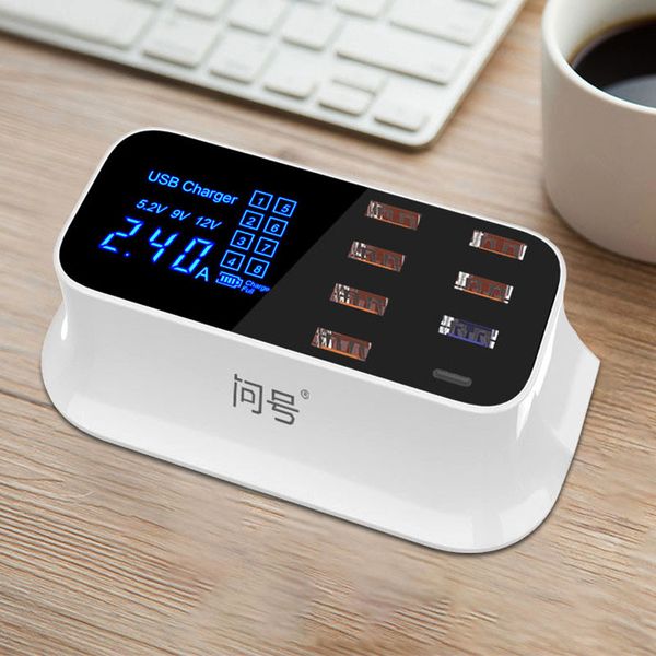 

8 port usb fast charger type c & qc 3.0 quick charge socket wall phone charger for iphone 5 6 7 8 x xs xr samsung s7 s8 s9 plus