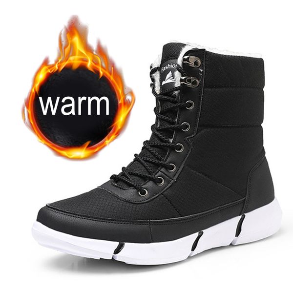 

2019 new men shoes fashion casual men's winter boots lace up wear-resisting boots men snow winter shoes, Black