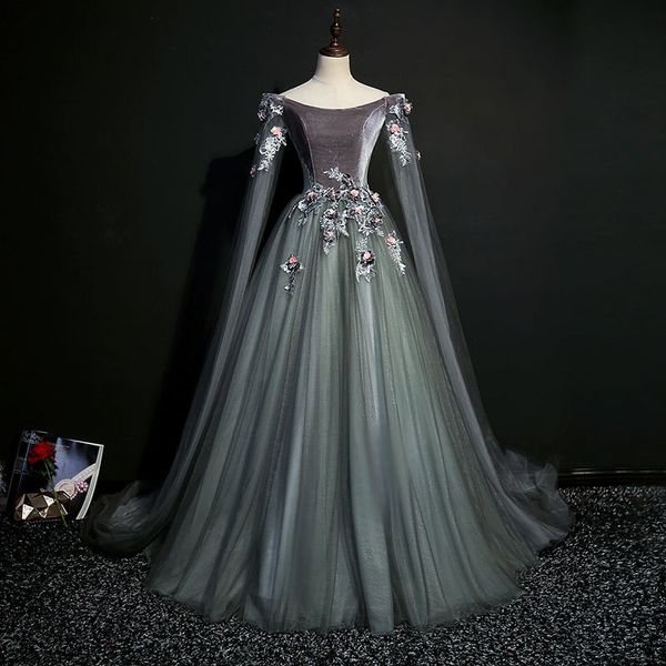 Acheter 2019 New Bal Robe De Mariage En Cristal Tassel Perles Perles Collier Haute Gris De Mariage En Cristal De Luxe à Manches Longues Robe De Mariée