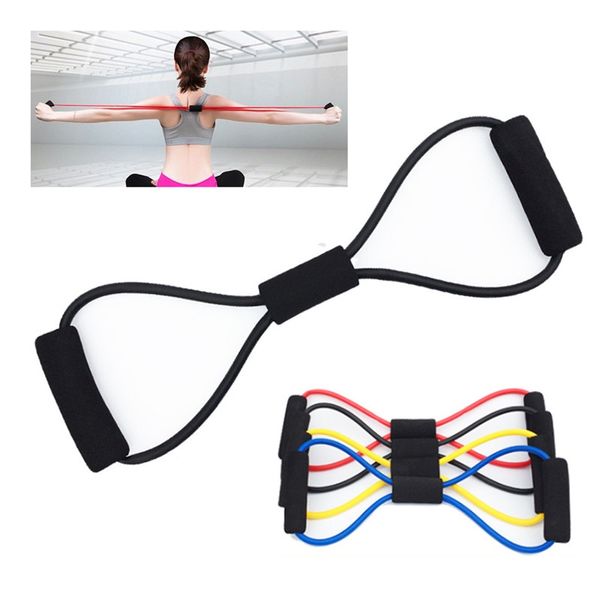 

yoga gum fitness resistance 8 word chest expander rope workout muscle fitness rubber elastic bands . yoga pull rope for exercise