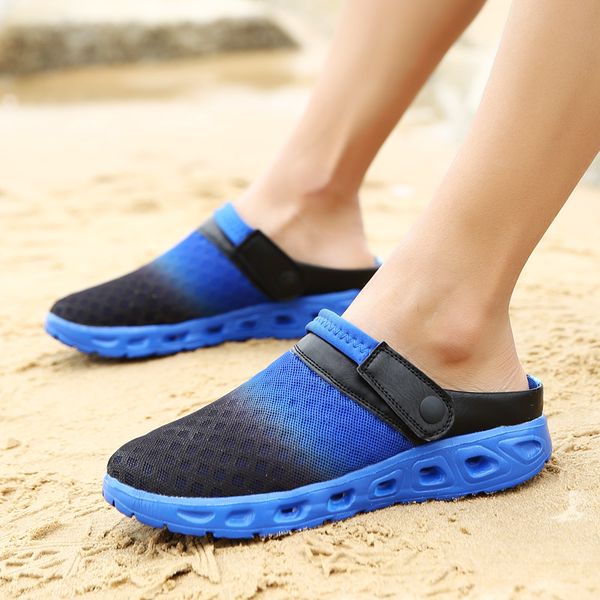 

summer shoes men sandals colorful couples beach slippers men sneakers breathable sandalias zapatos hombre size 36-46, Black