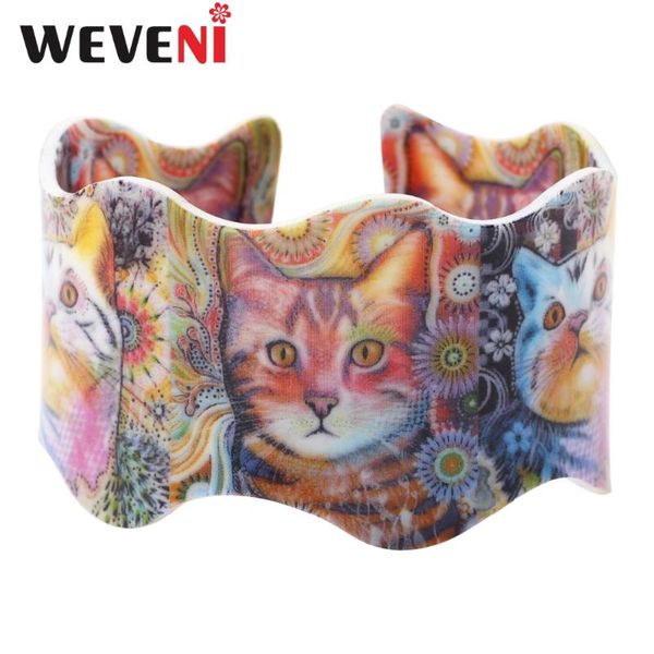 

weveni acrylic original design love wide cat kitten bracelets bangles jewelry for women new fashion animal accessories gift, Black