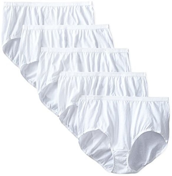 M, XL, 2XL, 5XL Plus Size Slip in cotone da donna Mutandine da intimo da donna 100% cotone bianco puro, nero 5 pezzi / lotto