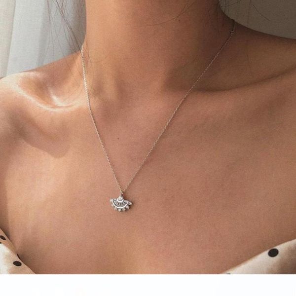 

r dream series jewelry necklace fan shaped skirt pendant necklace luxury wedding jewelry women banquet party accessories, Silver