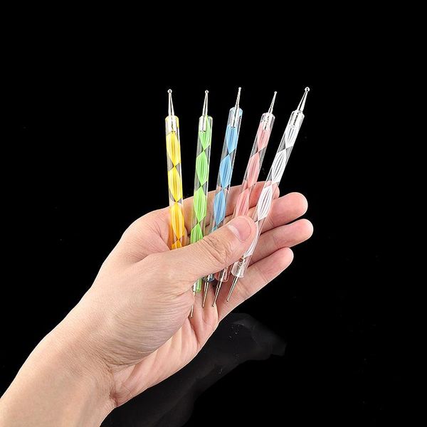 5 pcs-2way Potting Pen Marbleizing Ferramenta Nail Pintura Pintura Manicure Dot Nail Art Conjunto para Mulheres S Beleza