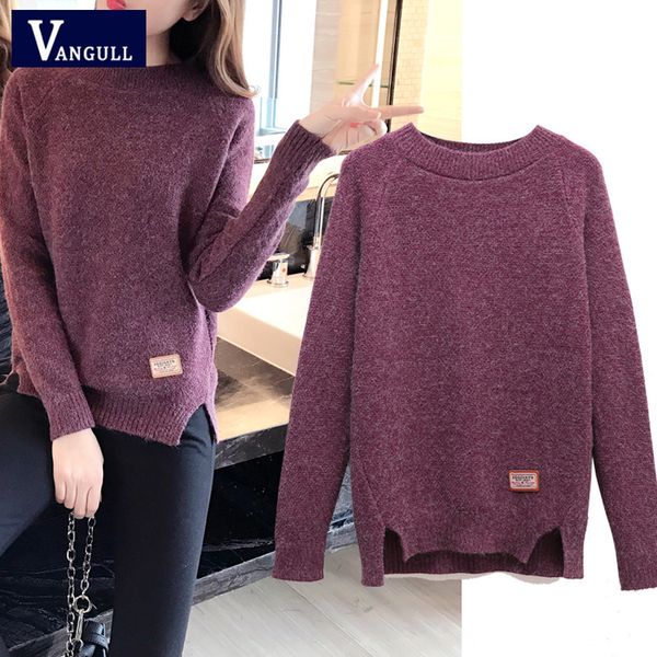 

fashion casual women's clothing 2018 autumn & winter o-neck knitting female pullover appliques solid thick women sweaters, White;black