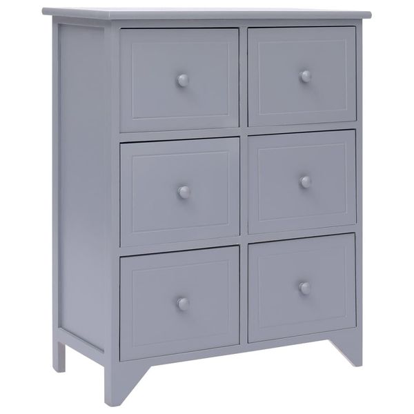 

боковой шкаф с 6 ящиками серый 60x30x75 см paulownia древесины гостиная мебель