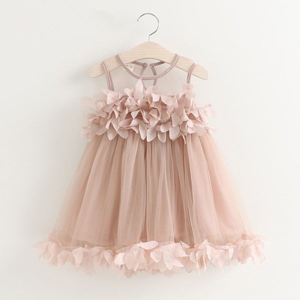 

kids designer girls dresses sweet vest petal princess dress white pink 2019 children yarn net pleated tutu dress kids designer clothes, Red;yellow