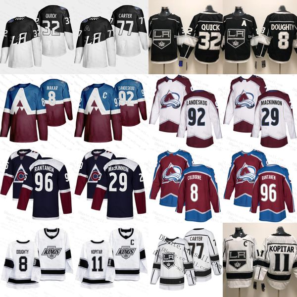 

avalanche 2020 stadium series nathan mackinnon mikko rantanen gabriel landeskog cale makar kings drew doughty quick carter kopitar jersey, Black;red