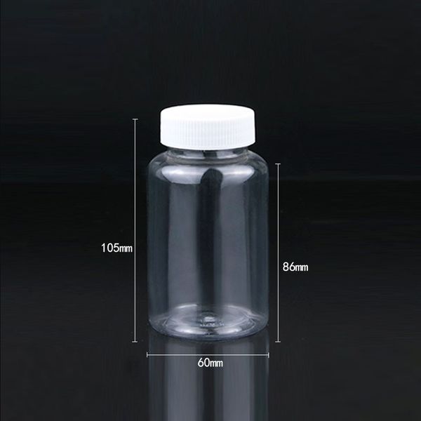 200ML 6.66Oz Bottiglie di plastica vuote trasparenti con tappo a vite bianco Contenitore di stoccaggio di liquidi in polvere solida Barattolo per viaggi Vita quotidiana