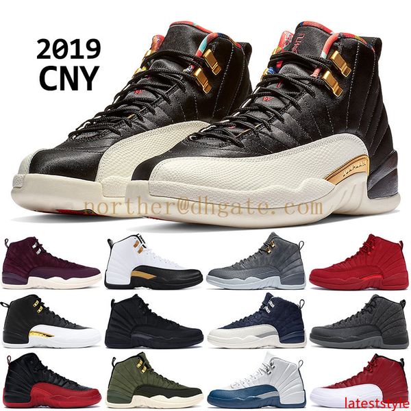

2019 cny winter black 12 12s men basketball shoes xii prm bordeaux nylon ovo black white pnsy wool designer sneakers trainers us 7-13