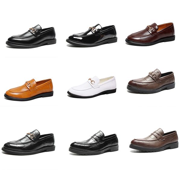 

new men business dress shoes platform espadrilles shoes loafers pointy classic black pu leather business wedding casual shoes 9 colors