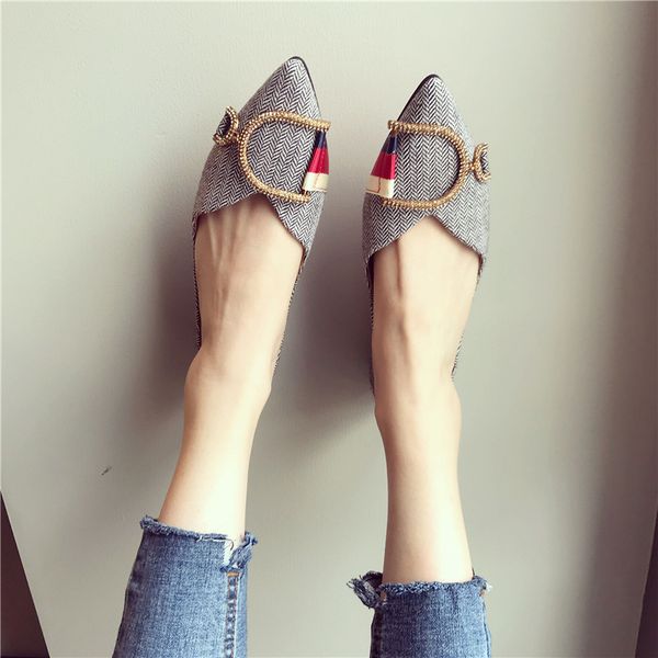 

new ladies comfortable pointed flat shoes spring and autumn women's shoes, Black