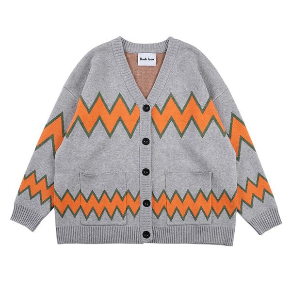 

dark icon geometric cardigan sweater men women vintage sweater men 2019 winter men's sweater