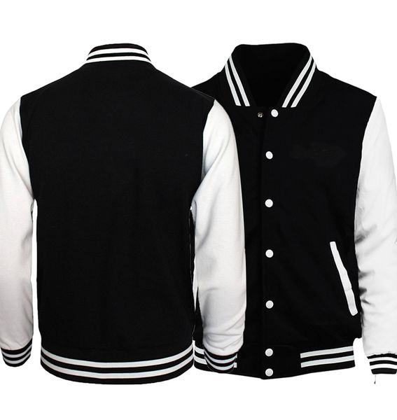 

2019 men women streetwear hoodies solid color single breasted baseball jackets fitness tracksuits spring autumn clothing, Black