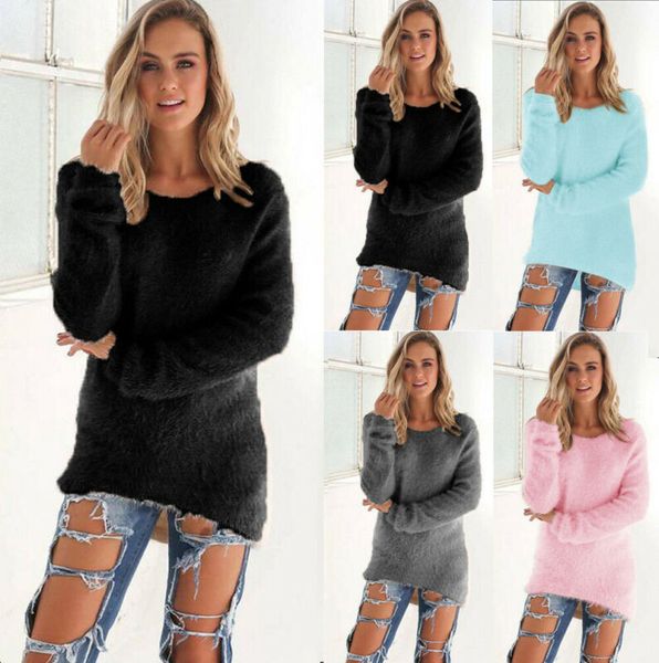 

women long sleeve fleece sweaters fashion casual loose winter warm sweater female soft jumper pullover outwear coat, White;black