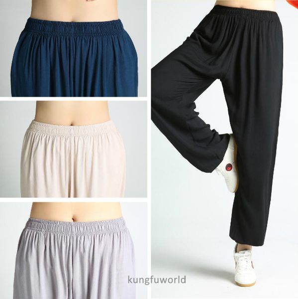 

4 colors soft cotton tai chi pants martial arts wing chun clothing wushu trousers, Black;red