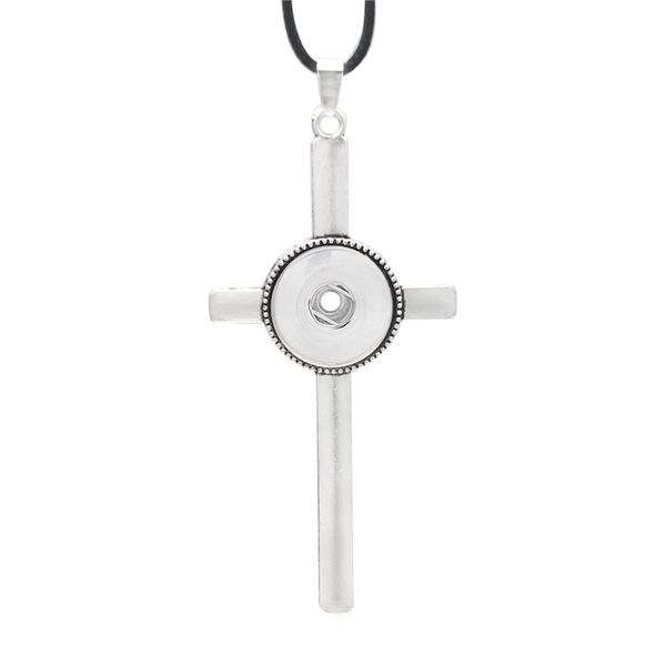 

fashion interchangeable christmas cross ginger necklace 085 fit 18mm snap button pendant necklace charm jewelry for women gift, Silver