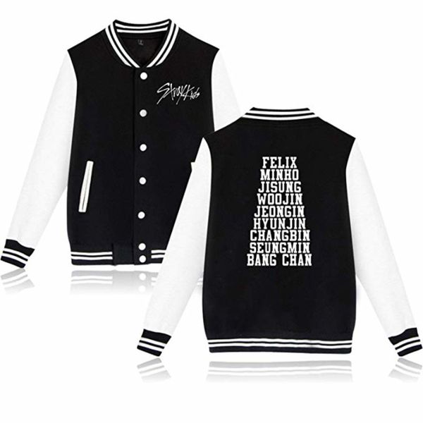 

mainlead kpop stray kids baseball jacket felix jisung jeongin sweater uniform, Black;brown