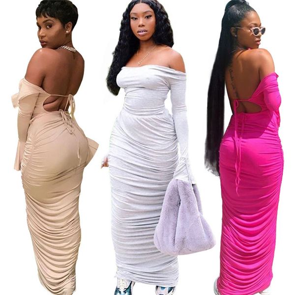 

осень конструктора womens 2pcs платье сексуальные дамы разрез шея платье мода платье с ruched, White