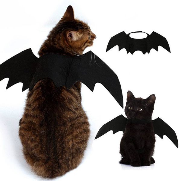 

brand new 2019 halloween pet dog costumes bat wings vampire black cute fancy dress up halloween pet dog cat costume sale