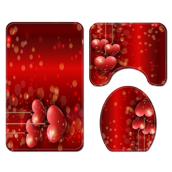 

3 pcs bathroom shower curtain waterproof bath curtain set toilet cover mat non-slip bathroom rug other bath toilet supplies