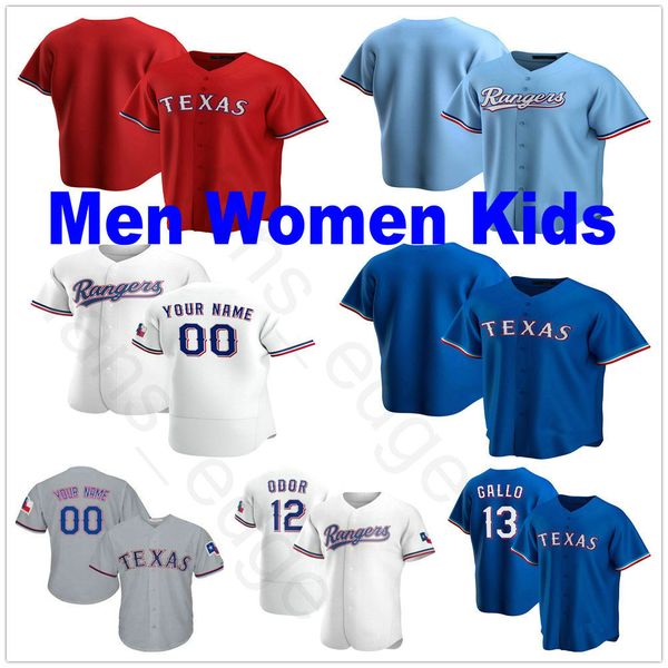 

2020 new custom men women kids youth #12 rougned odor 13 joey gallo 1 elvis andrus 29 adrian beltre stitched baseball jersey, Blue;black