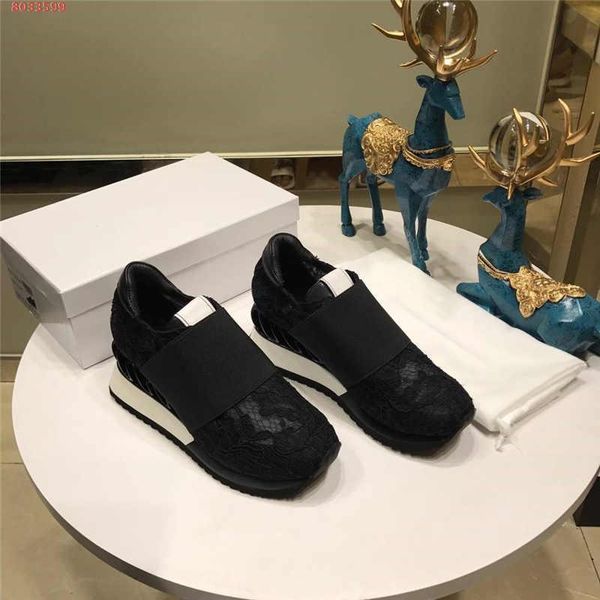 

2019 ladies casual leather platform mesh custom shoes, lace flower rubber shoes high-grade leather casual shoes, Black