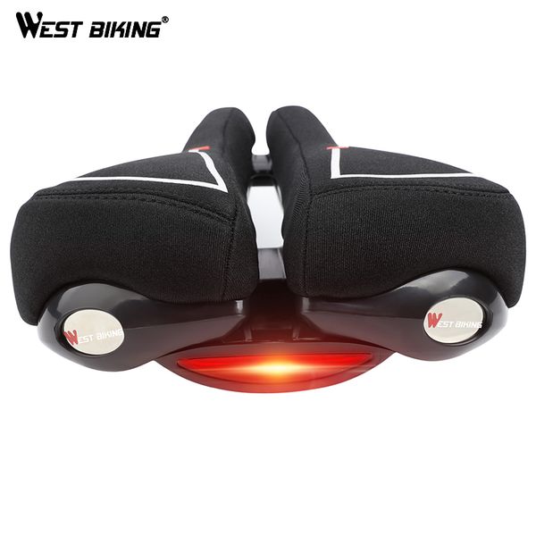 

west biking comfortable bicycle saddle with taillight cycling saddle cushion shockproof hollow half design road mtb bike