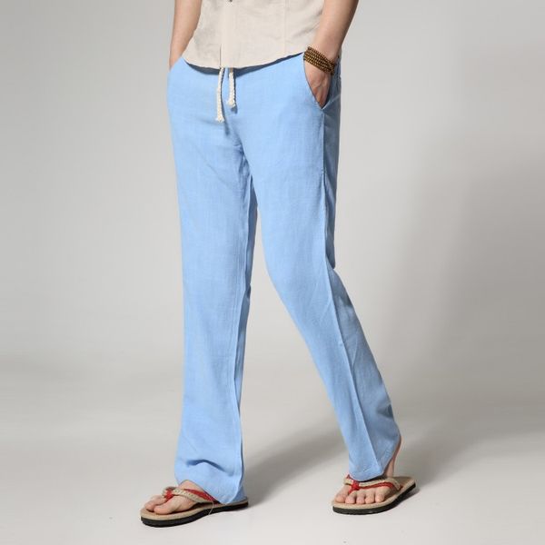 

2019 new arrival fashion summer cotton and linen trousers men loose thin casual large young zipper fly elastic waist size m-4xl, Black