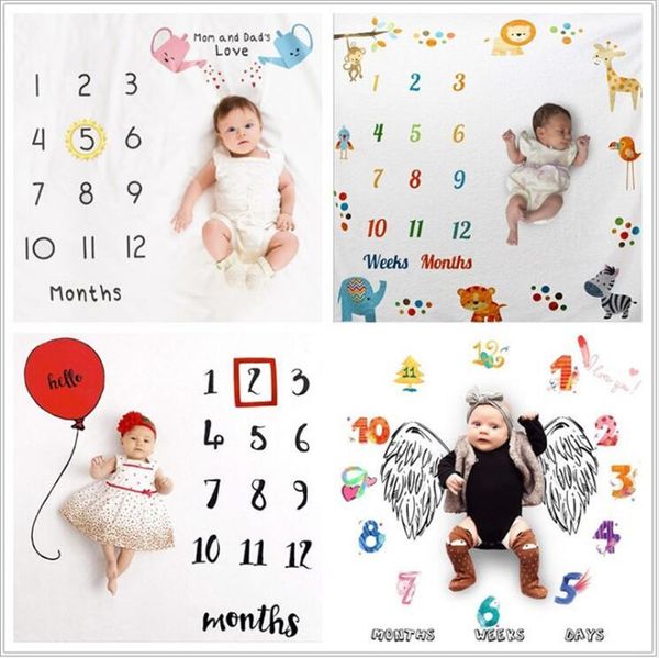 Neugeborenen-Meilenstein-Decken, Baby-Fotografie-Hintergrund, kreisförmige Decke, Säuglingsblume, Zahl, Wickelbuchstabe, Wickeldecke, Schlafzimmerteppich, C7032