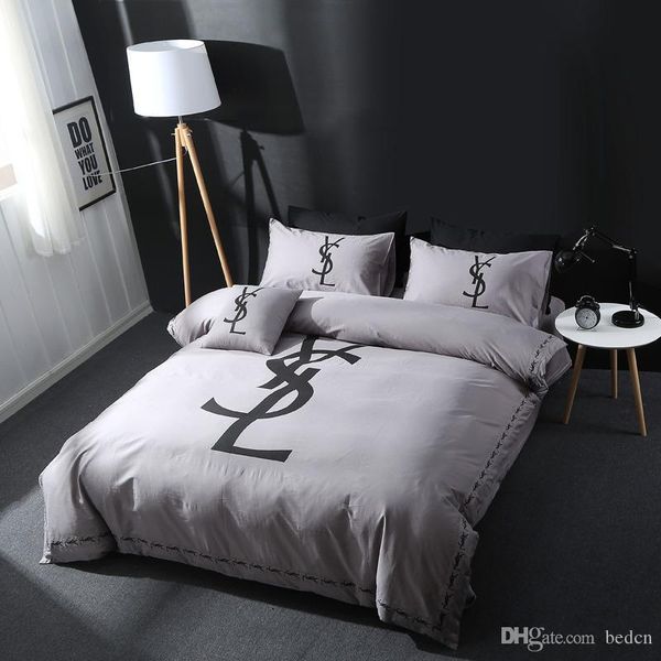 

black letterbrand design doublbedding set polyester cotton soft bed linen duvet cover pillowcases bed sheet sets home textile coverlets 55